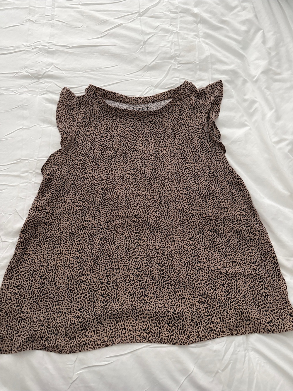 LOFT Brown and Black Leopard Print Flutter Sleeve Top